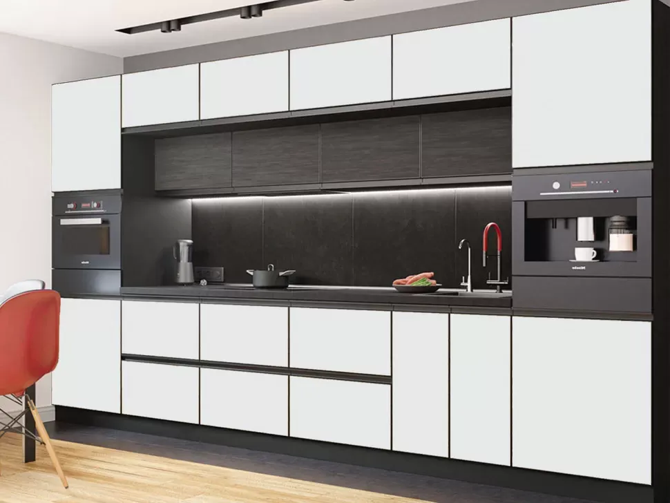 Белая Прямая кухня Альта VIP-Master 3,6 метра, 2 пенала Белая Прямая кухня Альта VIP-Master 3,6 метра, 2 пенала