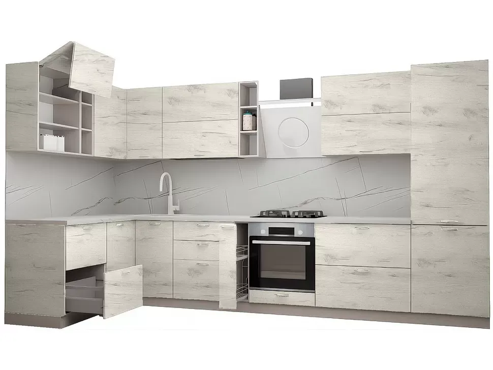 LuxeForm 38 Мм Дуб Крафт Білий Кутова кухня 3,8×1,7 м ДСП фасади Рост