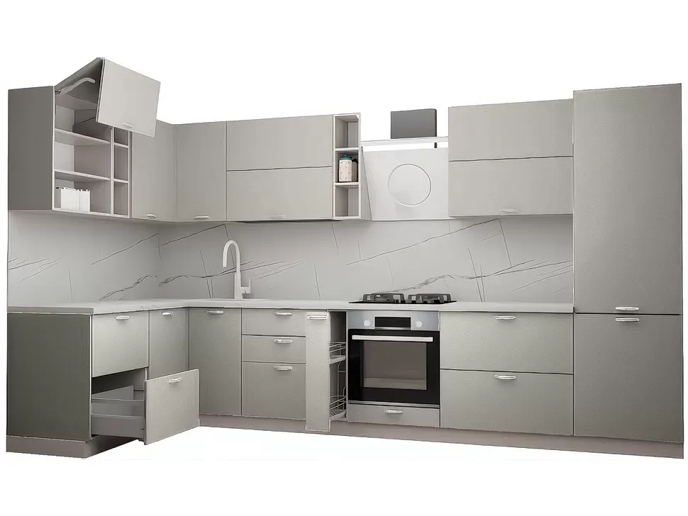 LuxeForm 38 Мм Кашемір Кутова кухня 3,8×1,7 м ДСП фасади Рост