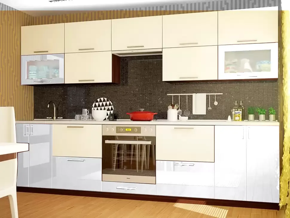 Белая прямая кухня Color-MIX VIP-Master 3 метра Белая прямая кухня Color-MIX VIP-Master 3 метра