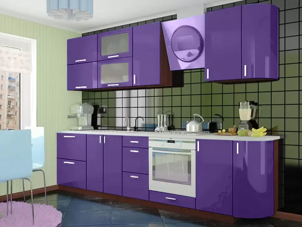 Фиолетовая радиусная кухня Колор-МИКС ВИП-Мастер 3 метра Фиолетовая радиусная кухня Колор-МИКС ВИП-Мастер 3 метра