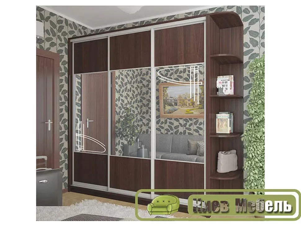 Шкаф-купе трехдверный плюс угол 2500x600x2400 2,5 метра мебельная фабрика ВИП-Мастер