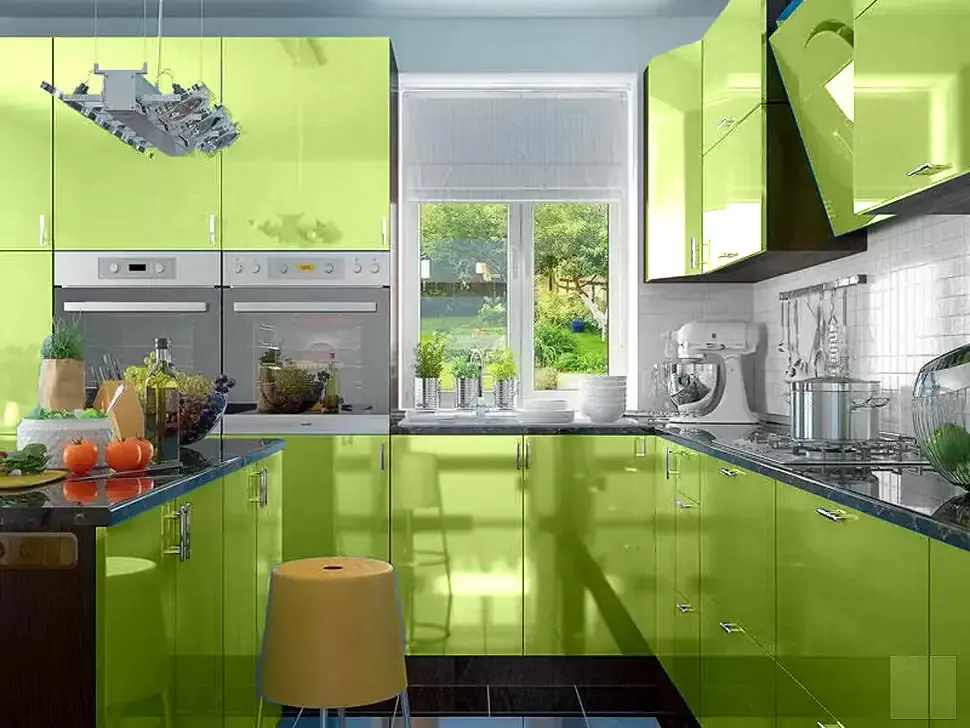 Оливковая угловая кухня с островом Color-MIX VIP-Master 3200x2140x2800
