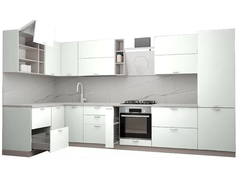 LuxeForm 38 Мм Білий Кутова кухня 3,8×1,7 м МДФ фасади Acryl LuxeForm Рост