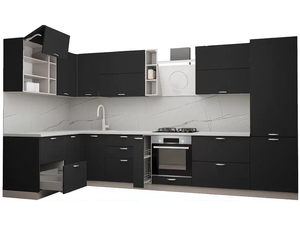 LuxeForm 38 Мм Графіт Кутова кухня 3,8×1,7 м МДФ фасади Acryl LuxeForm Рост