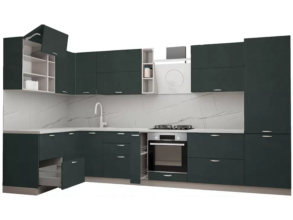 LuxeForm 38 Мм Гриджіо Модерн Кутова кухня 3,8×1,7 м МДФ фасади Acryl LuxeForm Рост