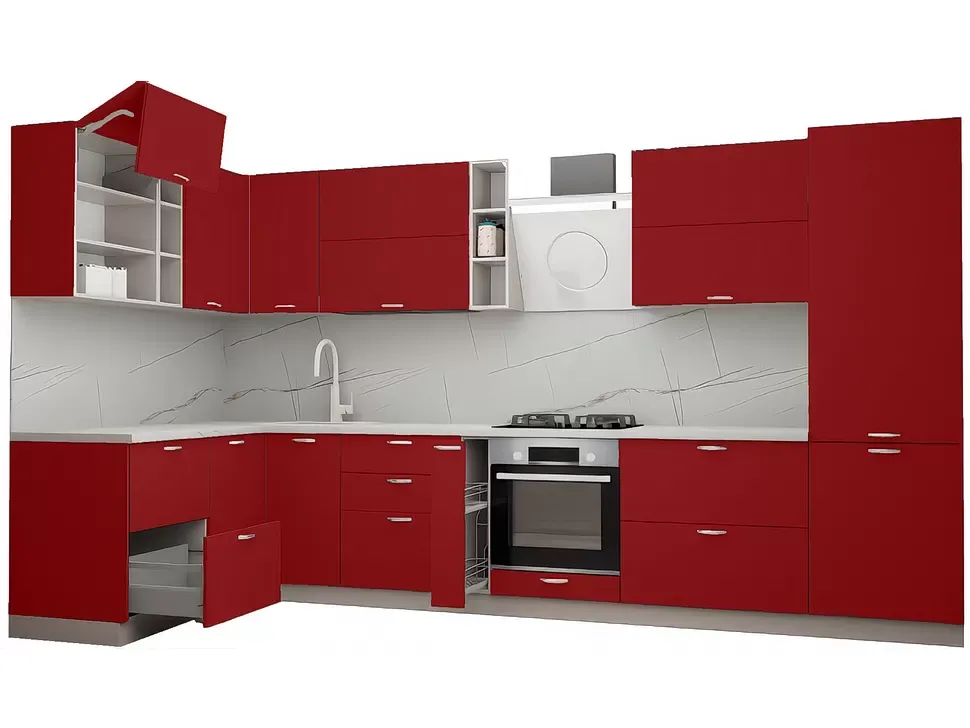 LuxeForm 38 Мм Кайєнський Перець Кутова кухня 3,8×1,7 м МДФ фасади Acryl LuxeForm Рост