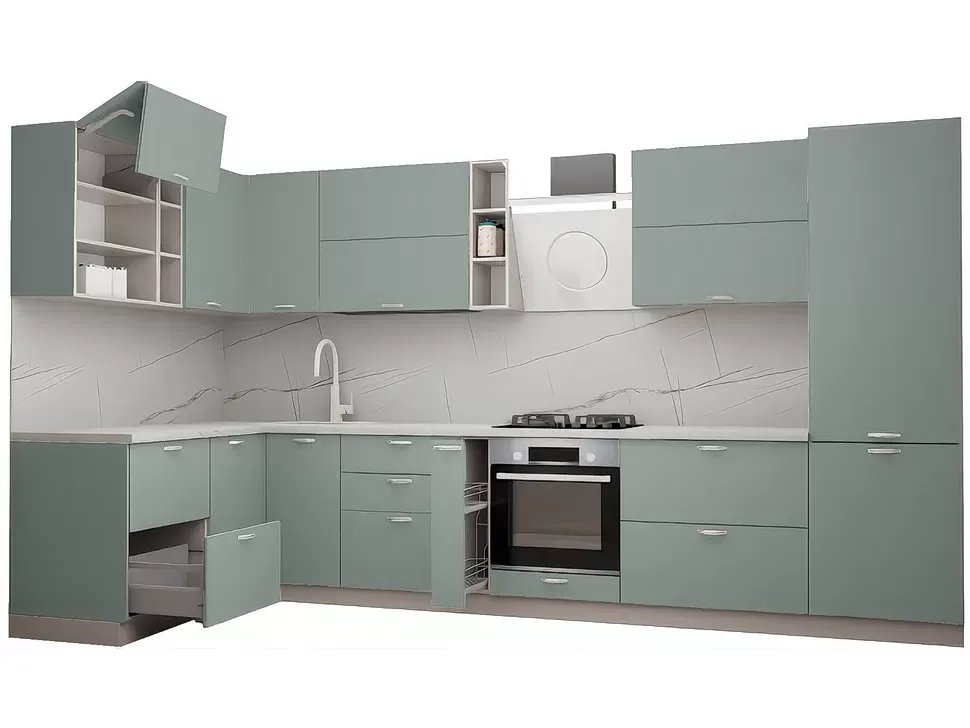 LuxeForm 38 Мм Кам'яна Троянда Кутова кухня 3,8×1,7 м МДФ фасади Acryl LuxeForm Рост