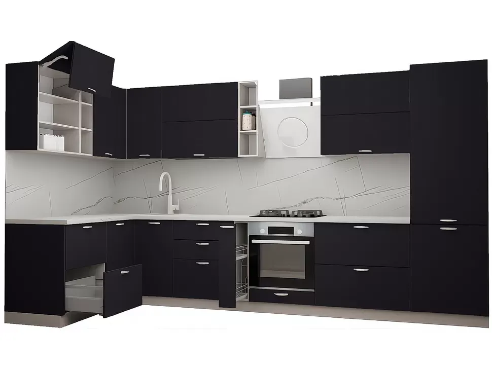 LuxeForm 38 Мм Космос Кутова кухня 3,8×1,7 м МДФ фасади Acryl LuxeForm Рост