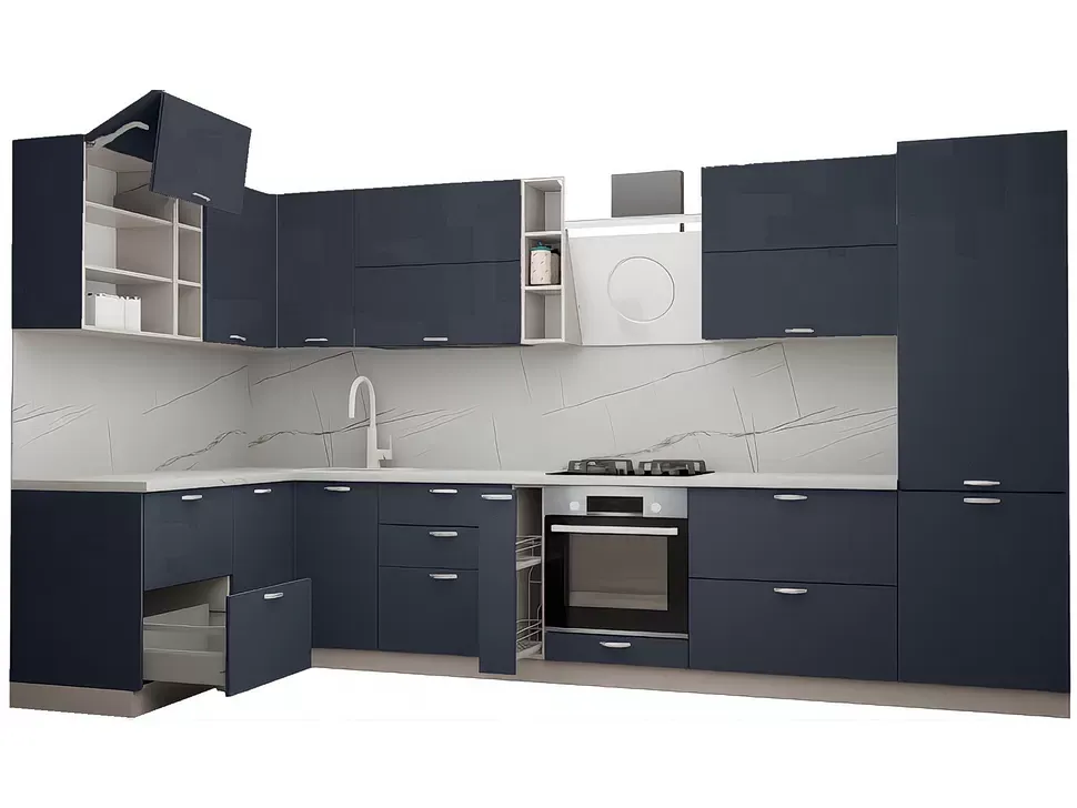LuxeForm 38 Мм Океан Кутова кухня 3,8×1,7 м МДФ фасади Acryl LuxeForm Рост