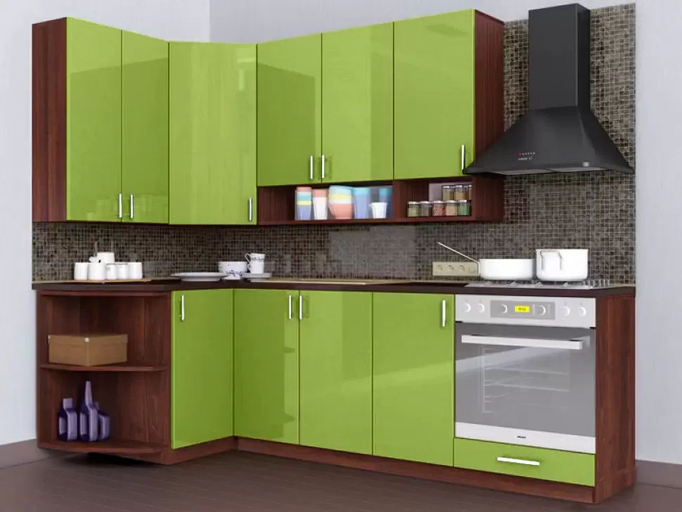 Оливковая угловая кухня Color-MIX VIP-Master 2400x1200 Оливковая угловая кухня Color-MIX VIP-Master 2400x1200