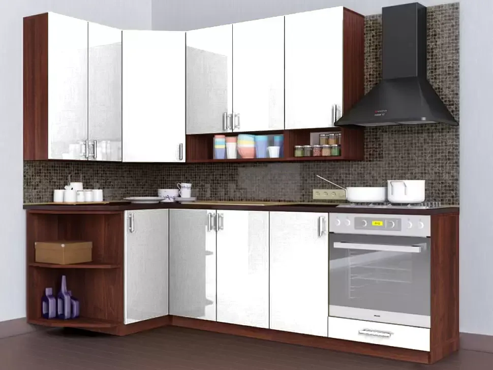 Белый металлик угловая кухня Color-MIX VIP-Master 2400x1200 Белый металлик угловая кухня Color-MIX VIP-Master 2400x1200