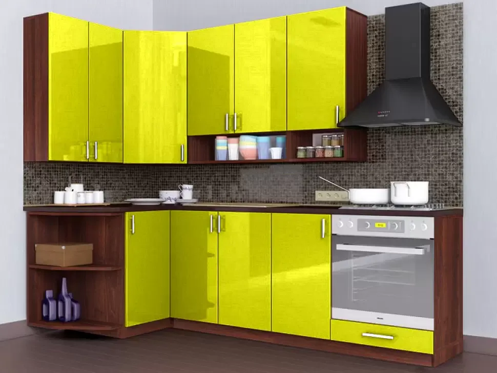 Желтый металлик угловая кухня Color-MIX VIP-Master 2400x1200 Желтый металлик угловая кухня Color-MIX VIP-Master 2400x1200