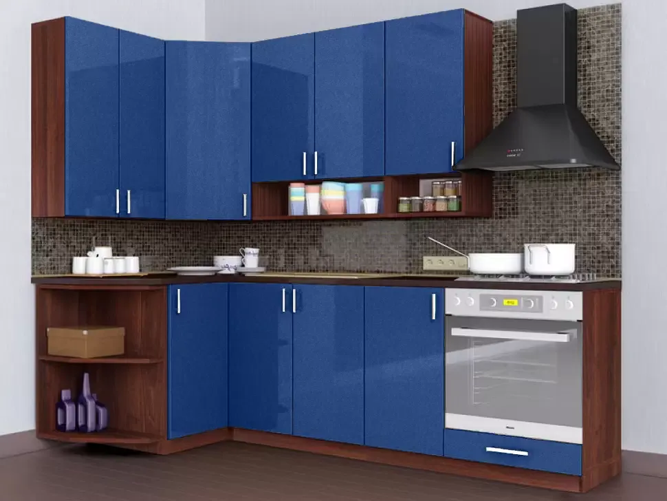 Синий металлик угловая кухня Color-MIX VIP-Master 2400x1200 Синий металлик угловая кухня Color-MIX VIP-Master 2400x1200
