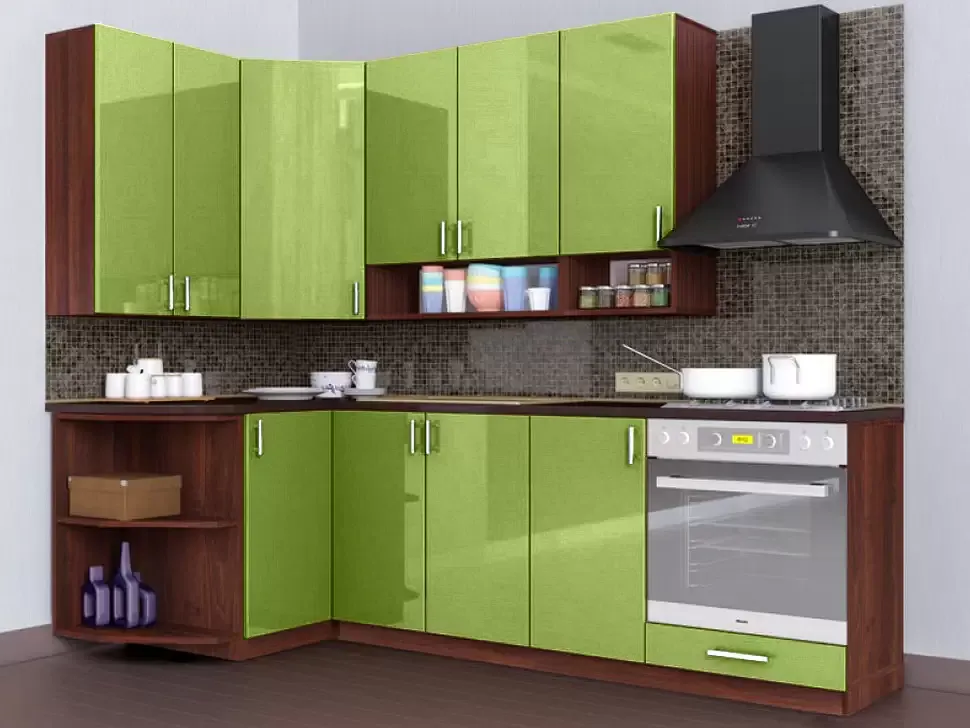 Зеленый металлик угловая кухня Color-MIX VIP-Master 2400x1200 Зеленый металлик угловая кухня Color-MIX VIP-Master 2400x1200