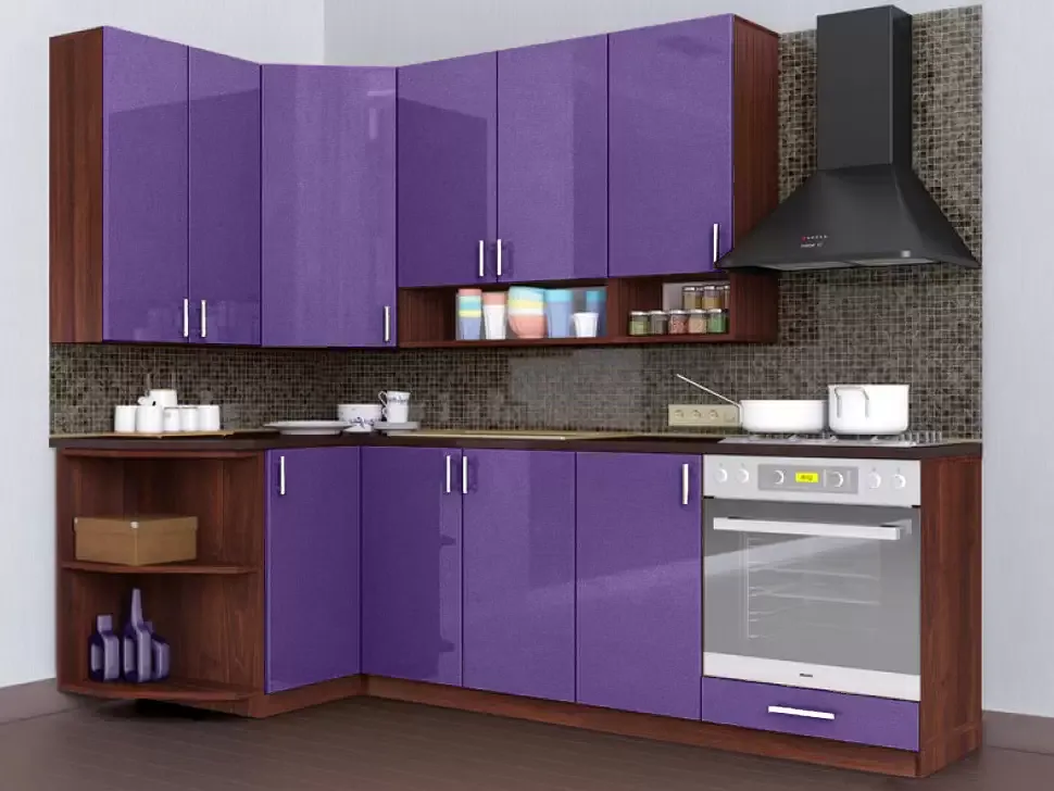 Сиреневый металлик угловая кухня Color-MIX VIP-Master 2400x1200 Сиреневый металлик угловая кухня Color-MIX VIP-Master 2400x1200