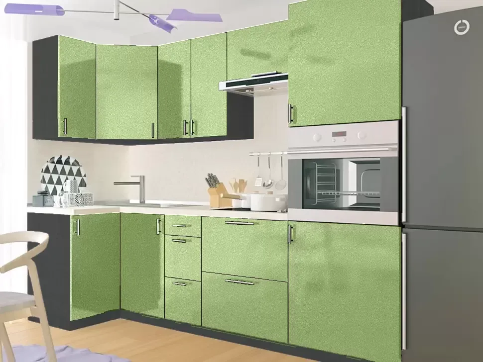 Антрацит Фісташка Металік Кутова кухня Мода 2,6×1,0 м (з пеналом) Віп-Майстер Антрацит Фісташка Металік Кутова кухня Мода 2,6×1,0 м (з пеналом) Віп-Майстер