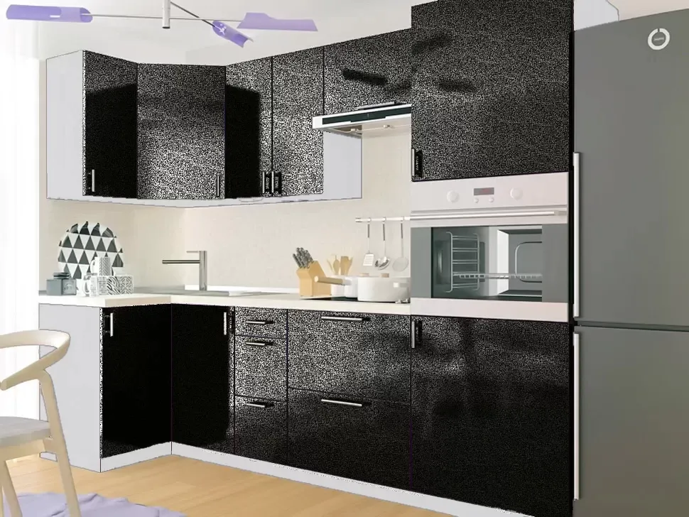 Білий Антрацит Металік Кутова кухня Мода 2,6×1,0 м (з пеналом) Віп-Майстер Білий Антрацит Металік Кутова кухня Мода 2,6×1,0 м (з пеналом) Віп-Майстер
