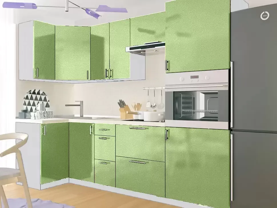 Білий Фісташка Металік Кутова кухня Мода 2,6×1,0 м (з пеналом) Віп-Майстер Білий Фісташка Металік Кутова кухня Мода 2,6×1,0 м (з пеналом) Віп-Майстер