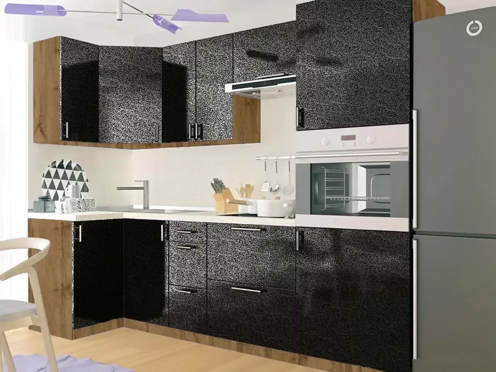 Дуб Аппалачі Антрацит Металік Кутова кухня Мода 2,6×1,0 м (з пеналом) Віп-Майстер Дуб Аппалачі Антрацит Металік Кутова кухня Мода 2,6×1,0 м (з пеналом) Віп-Майстер