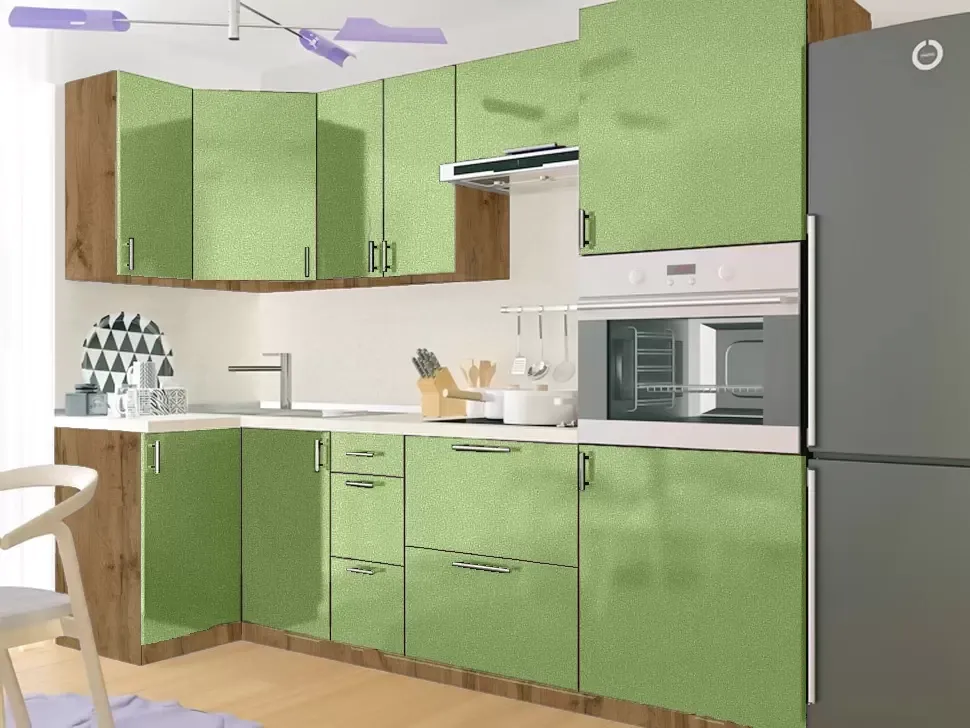 Дуб Аппалачі Фісташка Металік Кутова кухня Мода 2,6×1,0 м (з пеналом) Віп-Майстер Дуб Аппалачі Фісташка Металік Кутова кухня Мода 2,6×1,0 м (з пеналом) Віп-Майстер