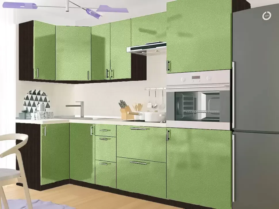 Венге Фісташка Металік Кутова кухня Мода 2,6×1,0 м (з пеналом) Віп-Майстер Венге Фісташка Металік Кутова кухня Мода 2,6×1,0 м (з пеналом) Віп-Майстер