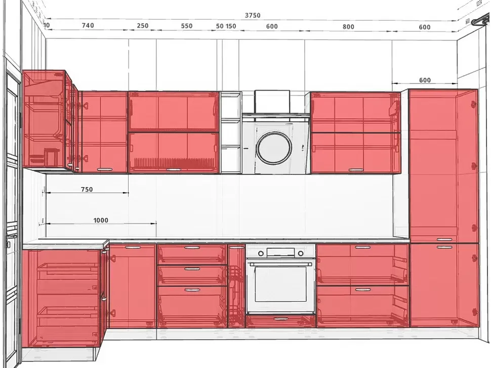Розміри кутової кухні 3800х1700 мм МДФ фасади Idea LuxeForm Рост™