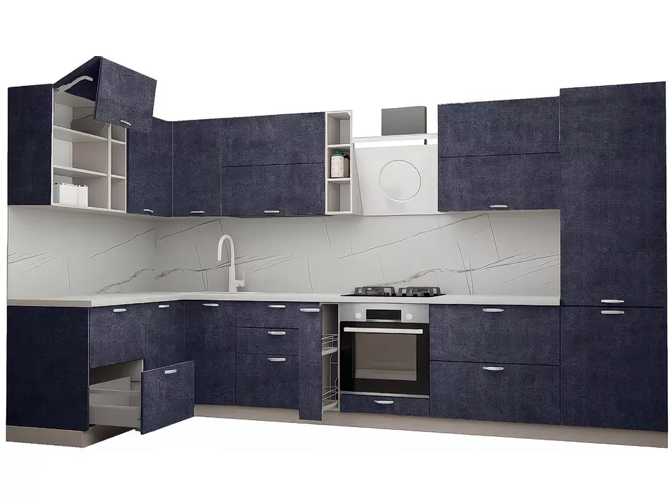 LuxeForm 38 Мм Бетон Вогняний Кутова кухня 3800х1700 мм МДФ фасади Idea LuxeForm Рост