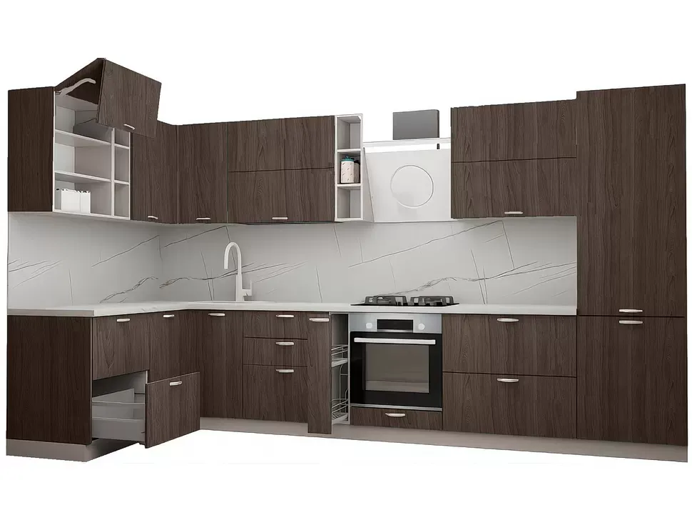 LuxeForm 38 Мм В'яз Сірий Кутова кухня 3800х1700 мм МДФ фасади Idea LuxeForm Рост