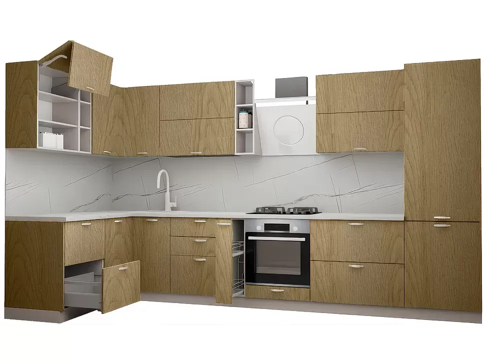 LuxeForm 38 Мм Дуб Пісочний Кутова кухня 3800х1700 мм МДФ фасади Idea LuxeForm Рост