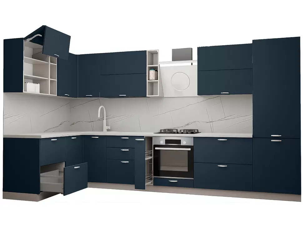 LuxeForm 38 Мм Чорничний Кутова кухня 3800х1700 мм МДФ фасади Idea LuxeForm Рост