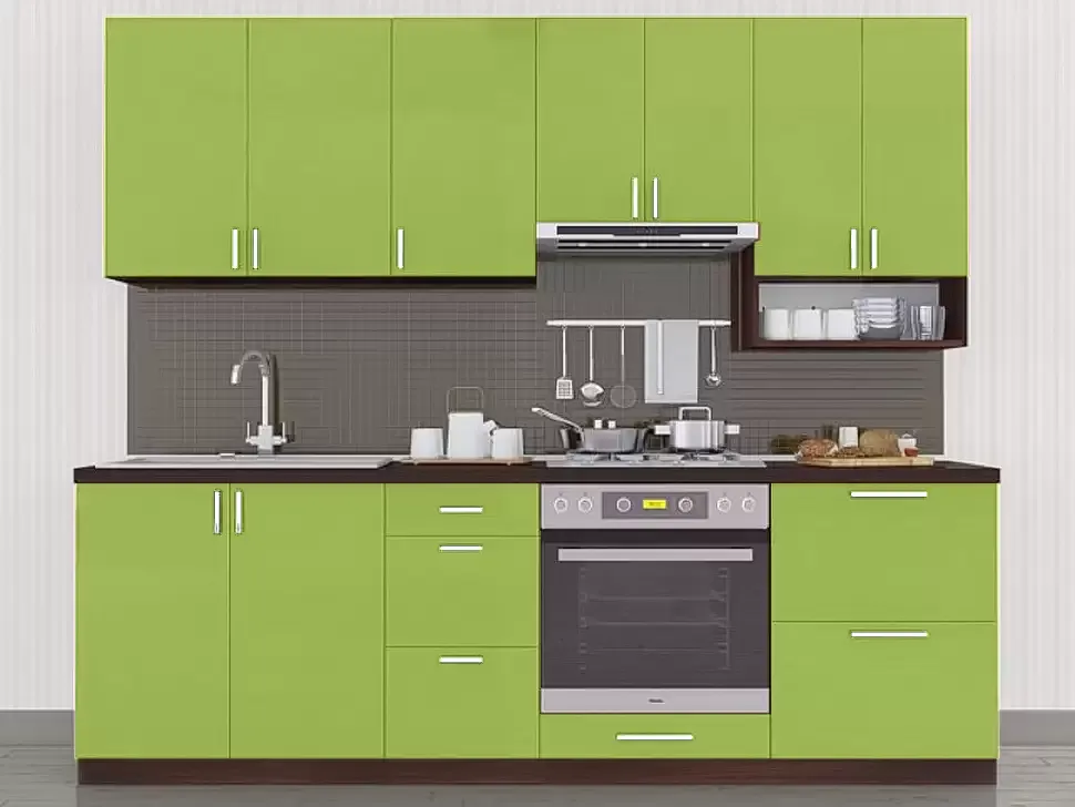 Оливковая глянцевая кухня Color-MIX VIP-Master 2.4 метра Оливковая глянцевая кухня Color-MIX VIP-Master 2.4 метра