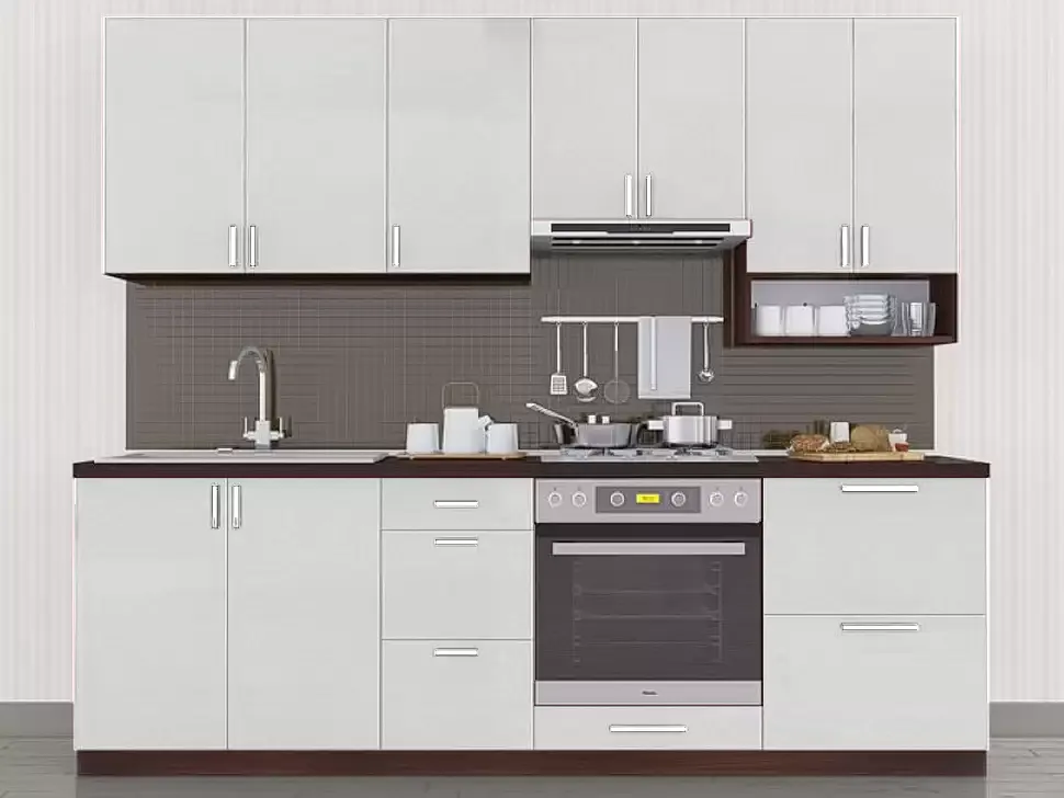 Белый металлик кухня Color-MIX VIP-Master 2.4 метра Белый металлик кухня Color-MIX VIP-Master 2.4 метра