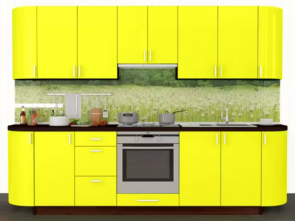 Желтая глянец прямая кухня Color-MIX VIP-Master 2.4 метра Желтая глянец прямая кухня Color-MIX VIP-Master 2.4 метра