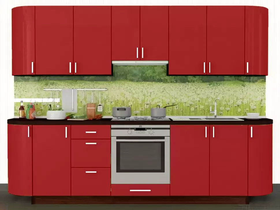 Красная глянец прямая кухня Color-MIX VIP-Master 2.4 метра Красная глянец прямая кухня Color-MIX VIP-Master 2.4 метра