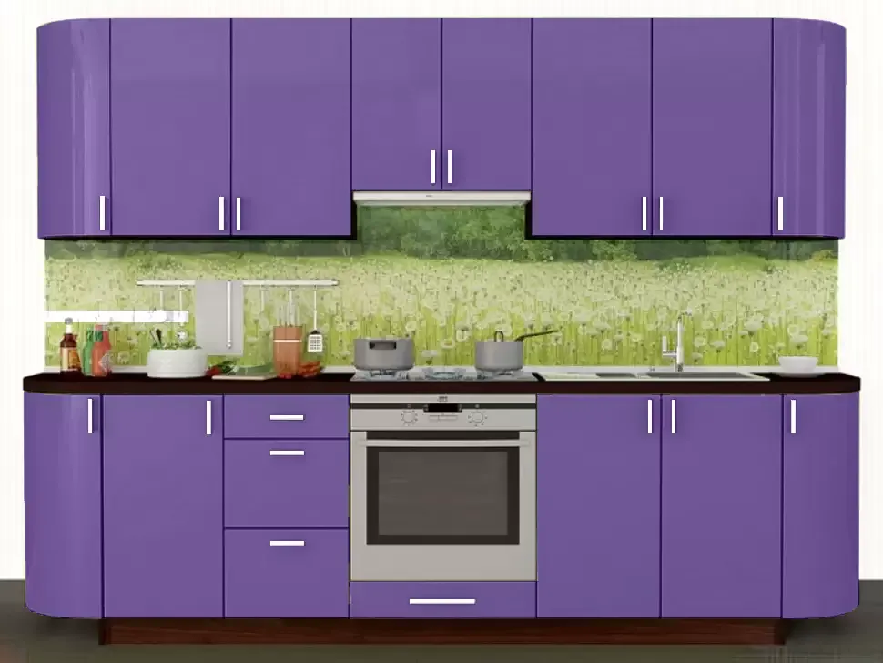Фиолетовая глянец прямая кухня Color-MIX VIP-Master 2.4 метра Фиолетовая глянец прямая кухня Color-MIX VIP-Master 2.4 метра