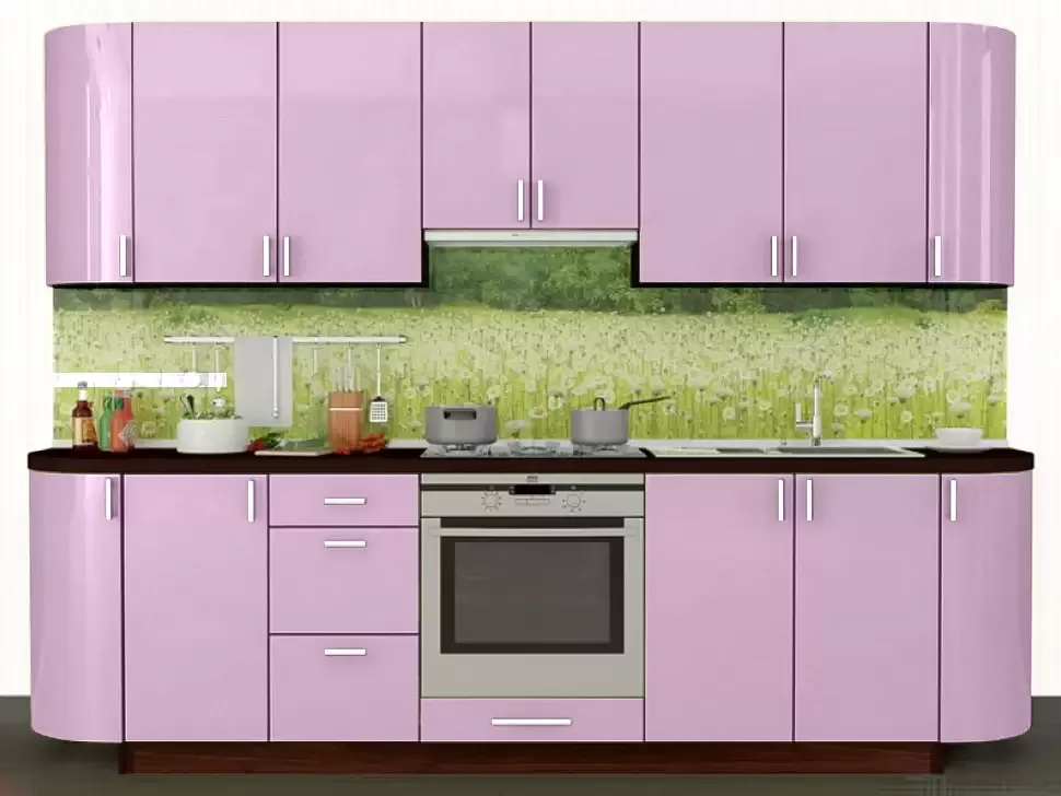 Розовая глянец прямая кухня Color-MIX VIP-Master 2.4 метра Розовая глянец прямая кухня Color-MIX VIP-Master 2.4 метра