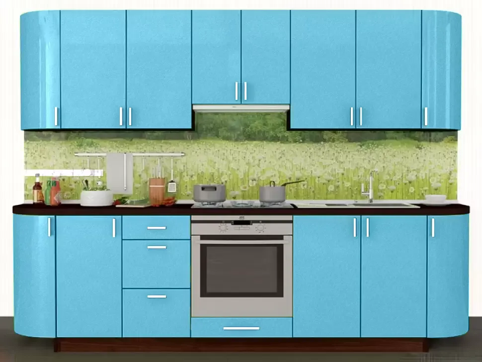 Голубой металлик прямая кухня Color-MIX VIP-Master 2.4 метра Голубой металлик прямая кухня Color-MIX VIP-Master 2.4 метра