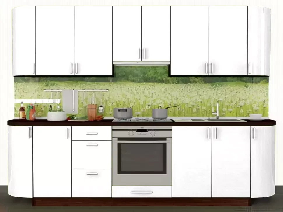 Белый металлик прямая кухня Color-MIX VIP-Master 2.4 метра Белый металлик прямая кухня Color-MIX VIP-Master 2.4 метра