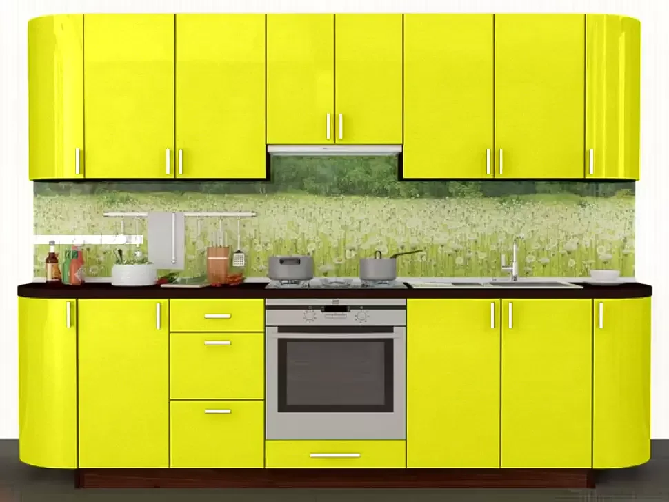 Желтый металлик прямая кухня Color-MIX VIP-Master 2.4 метра Желтый металлик прямая кухня Color-MIX VIP-Master 2.4 метра