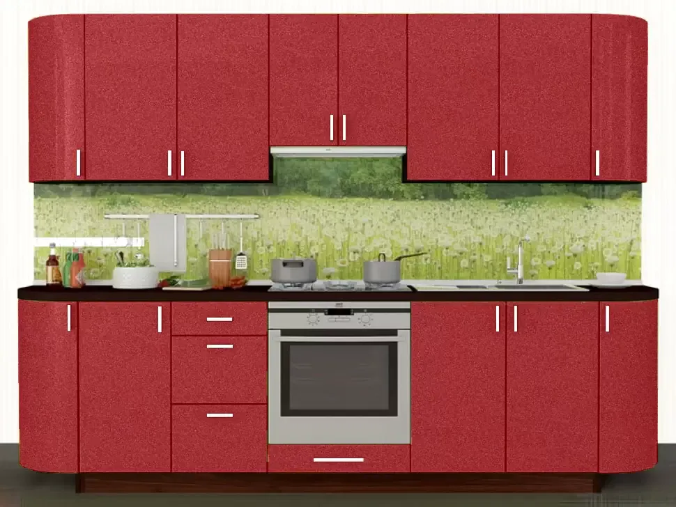 Красный металлик прямая кухня Color-MIX VIP-Master 2.4 метра Красный металлик прямая кухня Color-MIX VIP-Master 2.4 метра