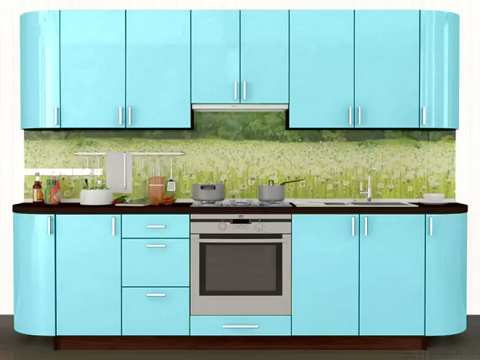 Голубой металлик прямая кухня Color-MIX VIP-Master 2.4 метра Голубой металлик прямая кухня Color-MIX VIP-Master 2.4 метра