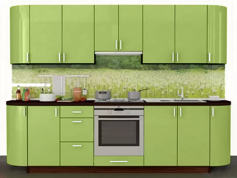 Салатовый металлик прямая кухня Color-MIX VIP-Master 2.4 метра Салатовый металлик прямая кухня Color-MIX VIP-Master 2.4 метра