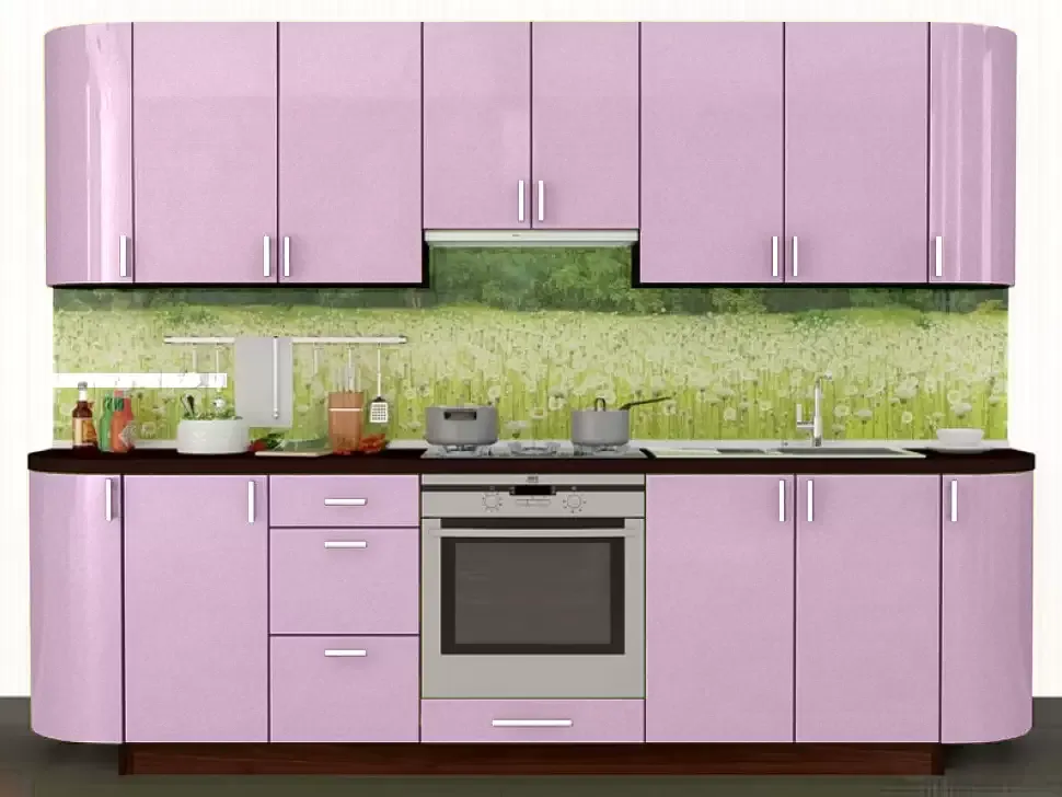 Розовый металлик прямая кухня Color-MIX VIP-Master 2.4 метра Розовый металлик прямая кухня Color-MIX VIP-Master 2.4 метра
