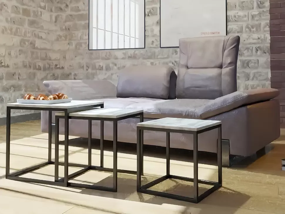 Журнальный стол трансформер Кубо 3 в 1 Loft столешница Аляска мебельная фабрика Металл-Дизайн в интерьере
