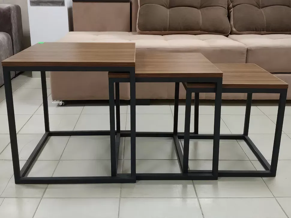 Журнальный стол трансформер Кубо 3 в 1 Loft столешница Вествуд мебельная фабрика Металл-Дизайн в интерьере