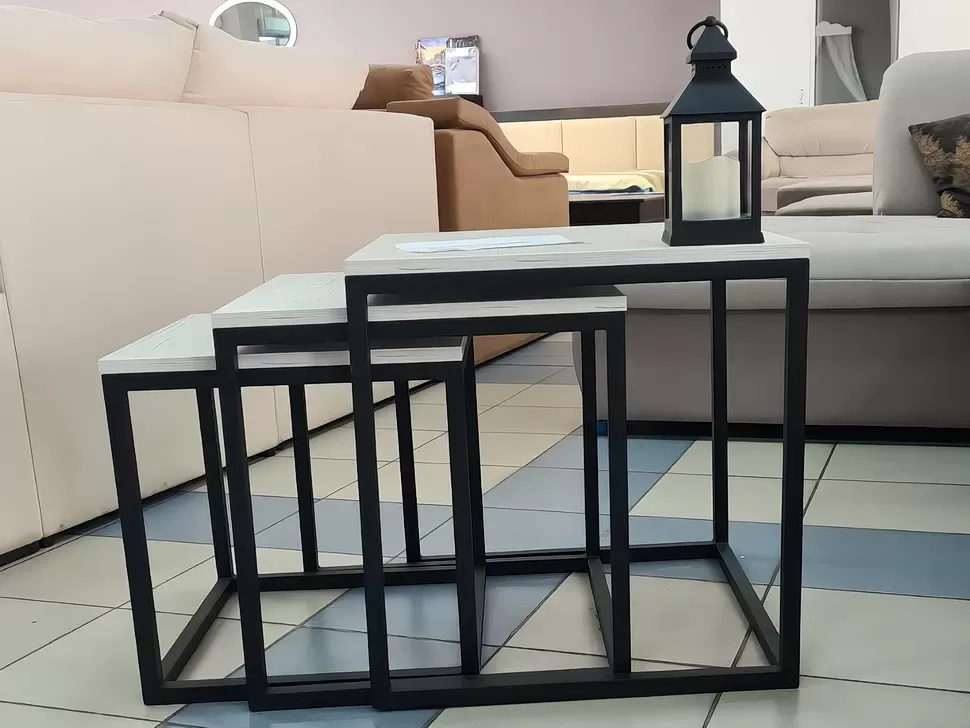 Журнальный стол трансформер Кубо 3 в 1 Loft столешница Аляска мебельная фабрика Металл-Дизайн в интерьере