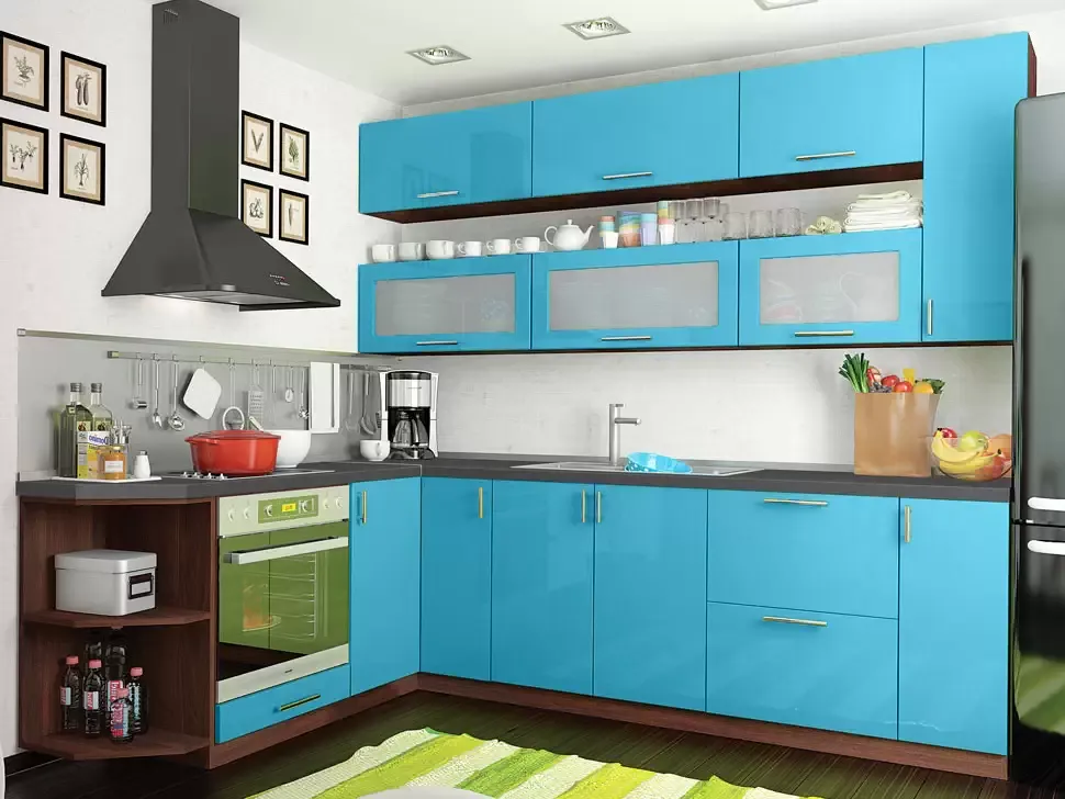 Голубая угловая кухня Color-MIX VIP-Master 2600x1900