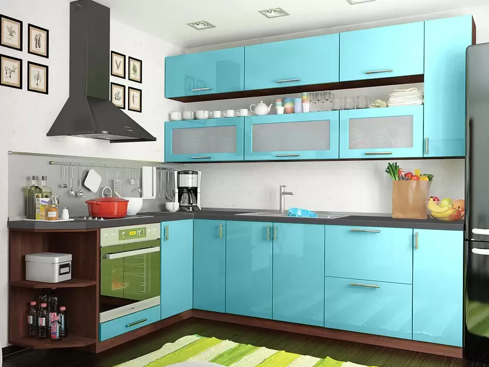 Голубая угловая кухня Color-MIX VIP-Master 2600x1900