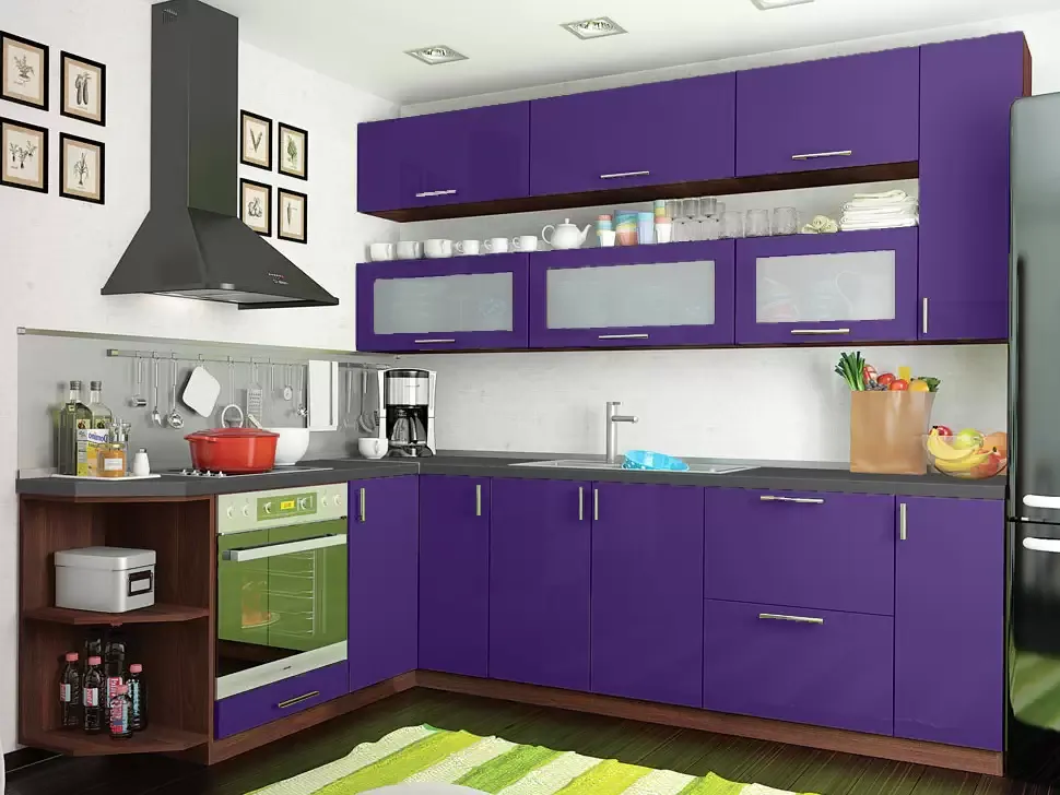 Фиолетовая угловая кухня Color-MIX VIP-Master 2600x1900